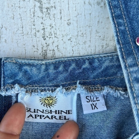 SUNSHINE Apparel Y2K Jean Dress Size 1X 100%‎ Cotton Embroidered Roses - Picture 6 of 16